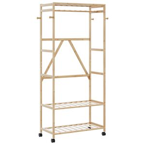 vidaXL ve&scaron;iak na &scaron;aty s policami a kolieskami 90x40x179,5 cm bambus