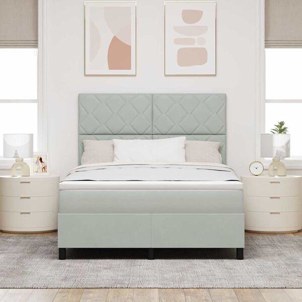 vidaXL Posteľ s pružinov&yacute;m r&aacute;mom Svetlosiv&aacute; 140 x 190 cm l&aacute;tka