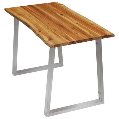 vidaXL Jedálenský stôl 120x65x75 cm masívne akáciové drevo a nehrdzavejúca oceľ