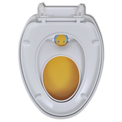 Bielo žlté WC sedadlo, pomalé sklápanie, pre dospelých/deti