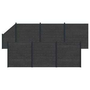 vidaXL Diel plotu 7 pcs WPC a hlin&iacute;k Čierna