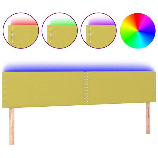 vidaXL Čelo postele s LED zelen&eacute; 160x5x78/88 cm l&aacute;tka