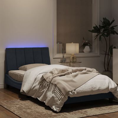 vidaXL Rám postele s LED svetlami tmavosivý 100x200 cm zamat