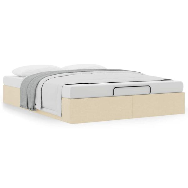 vidaXL Osmanský rám postele bez matraca krémová 140x200 cm látka