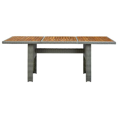 vidaXL Záhradný stôl, svetlosivý, polyratan a akáciový masív