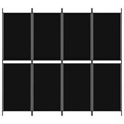 vidaXL 4-panelový paraván čierny 200x180 cm látka