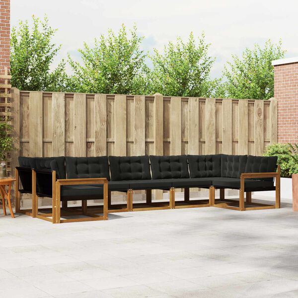 vidaXL Z&aacute;hradn&aacute; s&uacute;prava gaučov s vank&uacute;&scaron;om 7 pcs Pr&iacute;rodn&aacute; a čierna