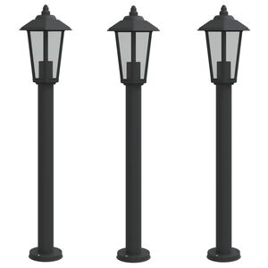 vidaXL Vonkaj&scaron;ie stojace lampy 3 ks čierne 80 cm nehrdzavej&uacute;ca oceľ