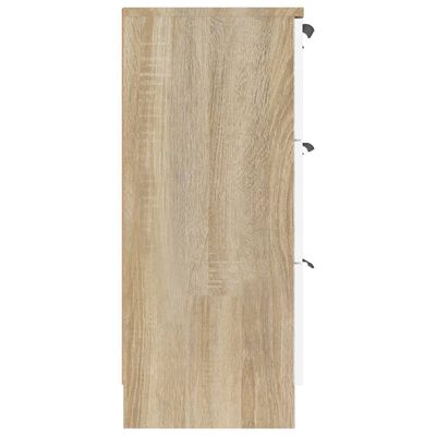 vidaXL Komoda biela a dub sonoma 60x30x70 cm spracované drevo