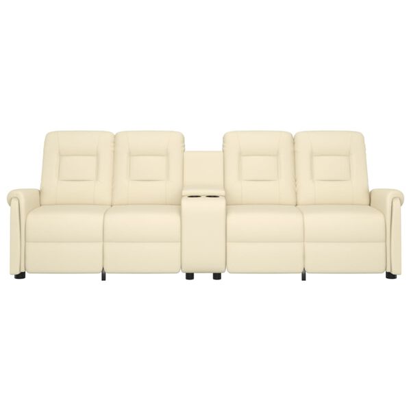 vidaXL 4-miestne sklápacie masážne kreslo+držiak na poháre, krémové