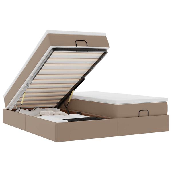 vidaXL Osmanský rám postele s matracmi biela 200x200 cm umelá koža