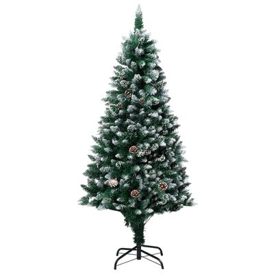 vidaXL Zasnežený umelý vianočný stromček s borovicovými šiškami 180 cm