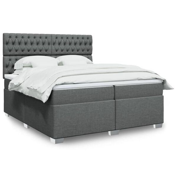 vidaXL Boxspring posteľ s matracom tmavosiv&aacute; 200x200 cm l&aacute;tka