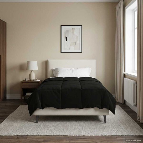 vidaXL Prikr&yacute;vka na cel&yacute; rok &Scaron;nurovan&yacute; Čierna 140 x 220 cm Mikrovl&aacute;kno