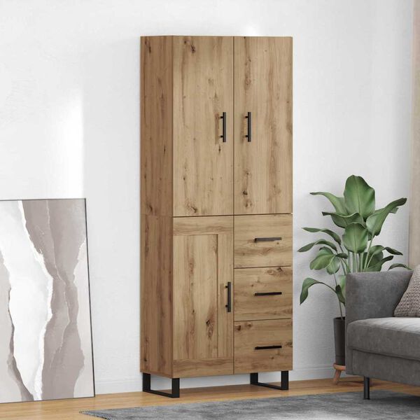 vidaXL Highboard so z&aacute;suvkou 2 pcs Remeseln&yacute; dub 69,5 x 34 x 180 cm