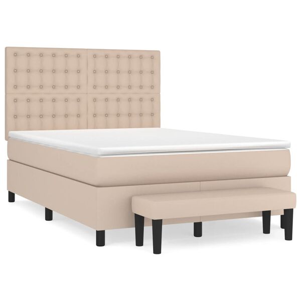 vidaXL Boxspring posteľ s matracom kapučínová 140x200 cm umelá koža