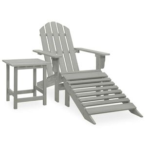 vidaXL Z&aacute;hradn&aacute; stolička Adirondack s otomanom a stol&iacute;kom jedľov&yacute; mas&iacute;v siv&aacute;