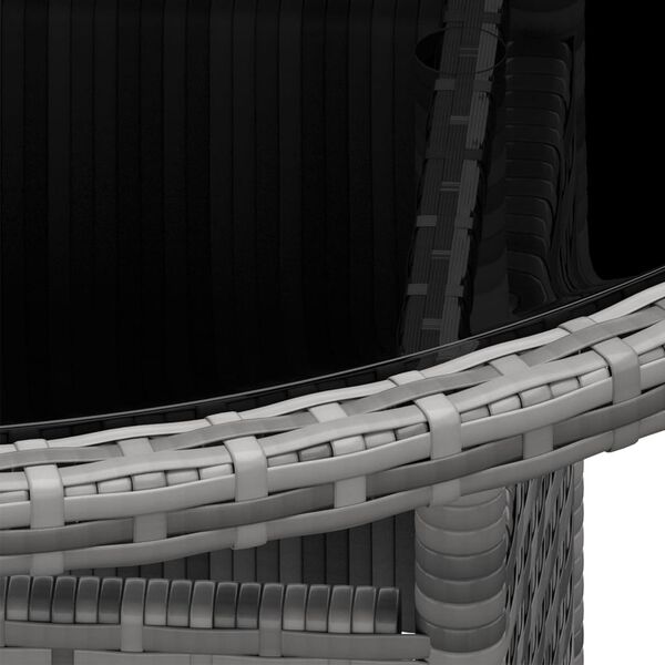 vidaXL Záhradný stôl Ø80x75 cm tvrdené sklo a polyratan sivý