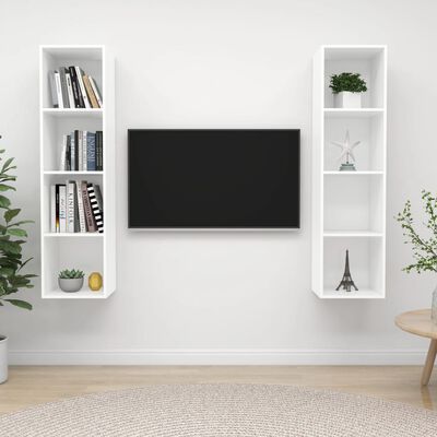 vidaXL Nástenné TV skrinky 2 ks biele drevotrieska