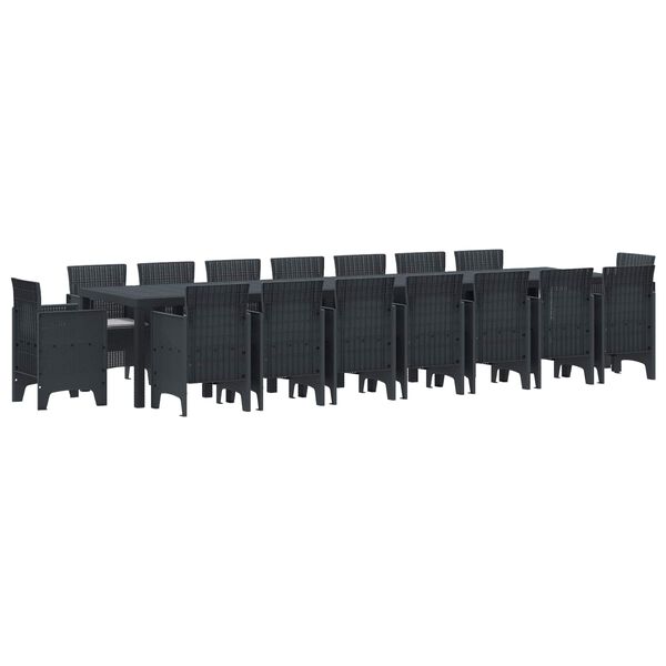 vidaXL Z&aacute;hradn&yacute; jed&aacute;lensk&yacute; set s vank&uacute;&scaron;mi 17 pcs Antracit PP