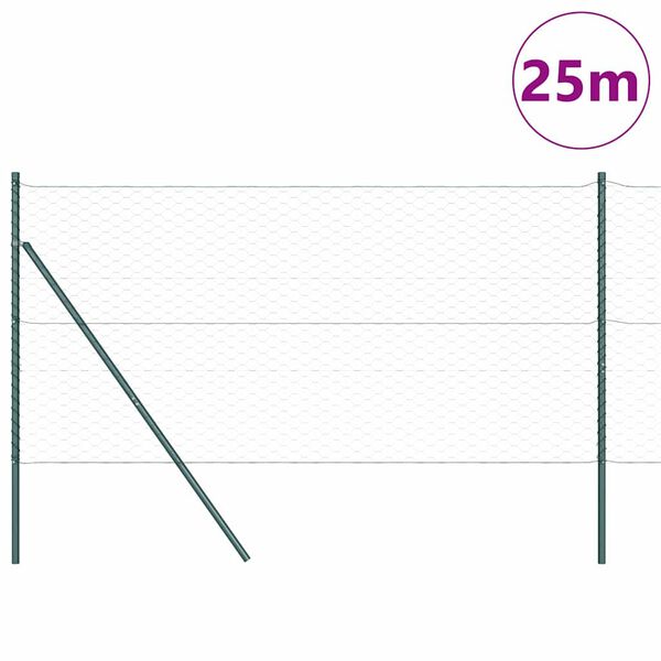 vidaXL Stĺp na plot. Zelen&aacute; 25 x 1,4 m (50 mm pletivo) Ocel a PVC