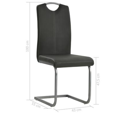 vidaXL Jedálenské stoličky, perová kostra 2 ks, sivé, umelá koža