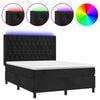 vidaXL Posteľ boxsping s matracom a LED čierna 140x200 cm zamat