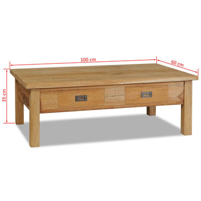 vidaXL Konferenčný stolík z masívneho teakového dreva, 100x60x35 cm