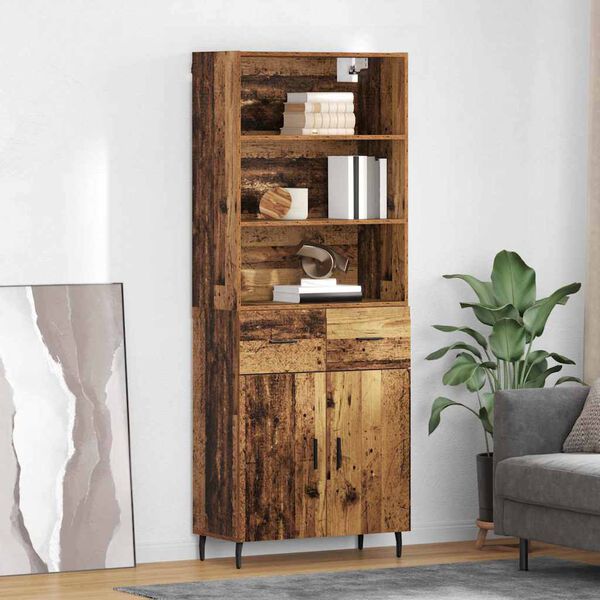 vidaXL Highboard so z&aacute;suvkou Star&eacute; drevo 69,5 x 34 x 180 cm