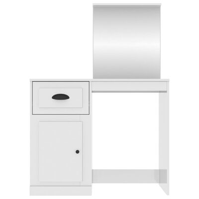 vidaXL Toaletný stolík so zrkadlom lesklý biely 90x50x132,5 cm drevo