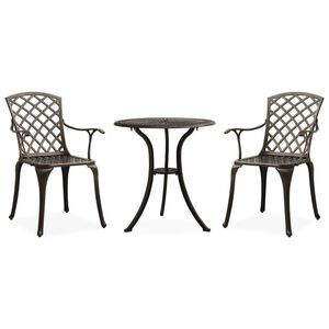 vidaXL 3-dielna bistro s&uacute;prava liaty hlin&iacute;k bronzov&aacute;