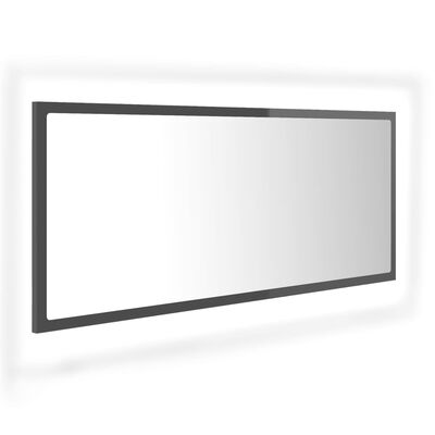 vidaXL LED kúpeľňové zrkadlo lesklé sivé 100x8,5x37 cm akryl
