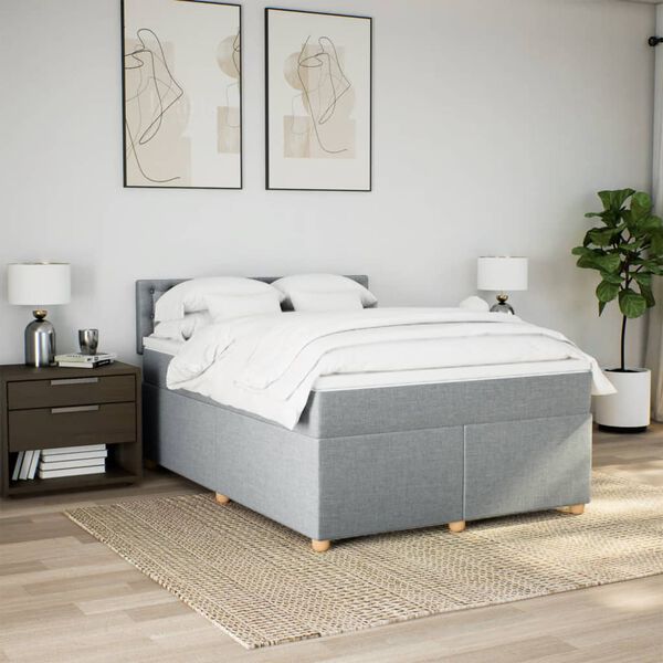 vidaXL Boxspring posteľ s matracom bledosiv&yacute; 140x190 cm l&aacute;tka