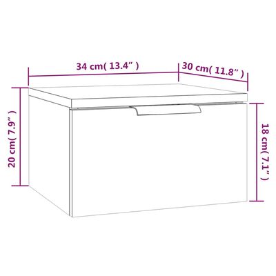 vidaXL Nástenný nočný stolík betónový sivý 34x30x20 cm