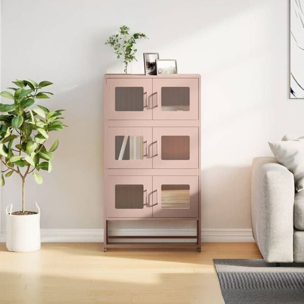 vidaXL Highboard Pink 68x39x123 cm Oceľ