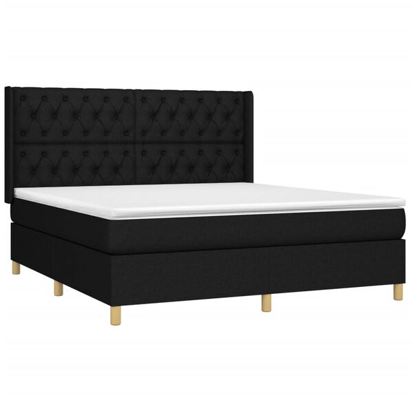 vidaXL Posteľn&yacute; r&aacute;m boxspring s matracom čierny 160x200 cm l&aacute;tka