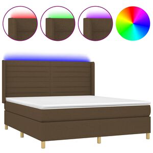 vidaXL Posteľ boxsping s matracom a LED tmavohned&aacute; 180x200 cm l&aacute;tka
