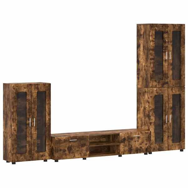 vidaXL Zostava TV skriniek so z&aacute;suvkou Dymov&aacute; dub Kompozitn&eacute; drevo