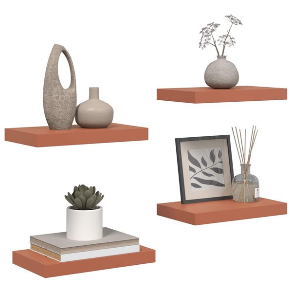 vidaXL Stenn&aacute; polica 4 pcs Červen&aacute; 40 x 23,5 x 4 cm Kompozitn&eacute; drevo