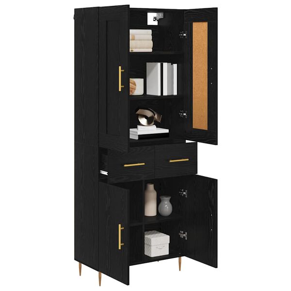 vidaXL Highboard Čierny dub 69,5 x 34 x 180 cm Kompozitn&eacute; drevo