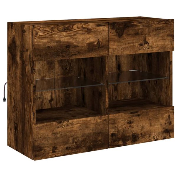 vidaXL TV n&aacute;stenn&aacute; skrinka s LED svetlami dymov&yacute; dub 78,5x30x60,5 cm