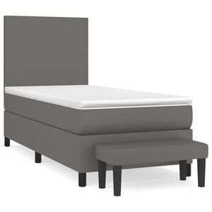 vidaXL Boxspring posteľ s matracom siv&aacute; 90x190 cm umel&aacute; koža