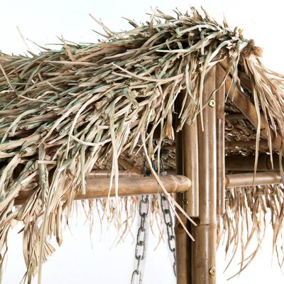 vidaXL 2-miestna hojdačka s palmovými listami, bambus 202 cm