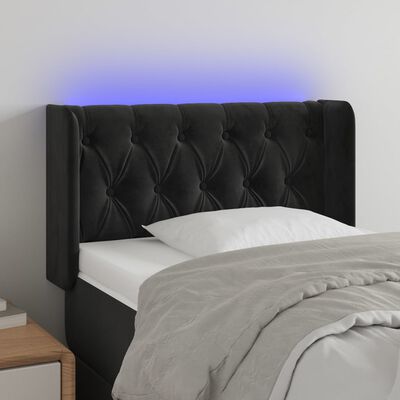 vidaXL Čelo postele s LED čierne 83x16x78/88 cm zamat
