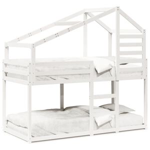 vidaXL Poschodov&aacute; posteľ so strechou biela 90x190 cm borovicov&yacute; mas&iacute;v