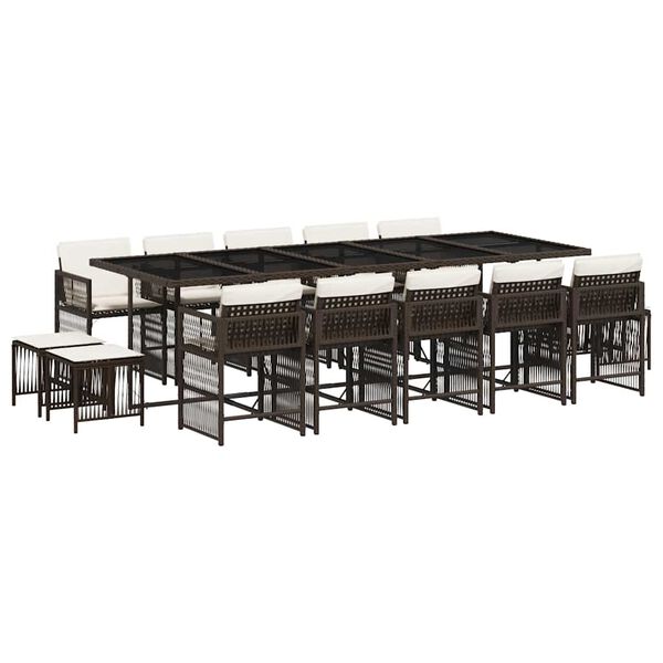 vidaXL 15-dielna z&aacute;hradn&aacute; jed&aacute;lensk&aacute; s&uacute;prava a vank&uacute;&scaron;e hned&aacute; polyratan