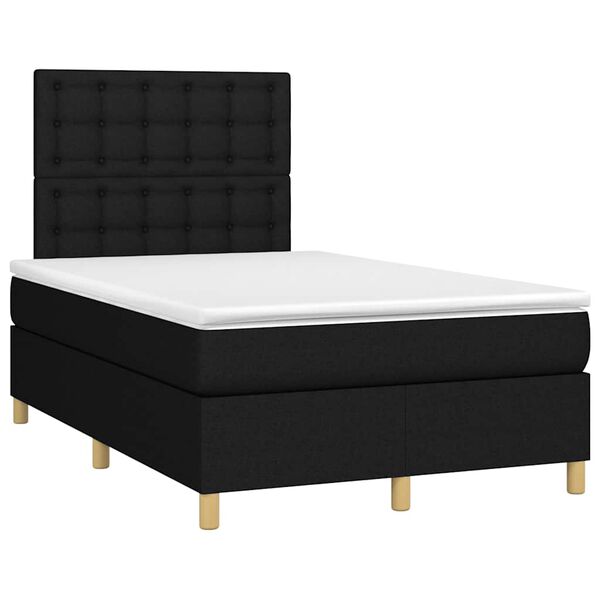 vidaXL Boxspring posteľ s matracom a LED, čierna 120x190 cm, l&aacute;tka