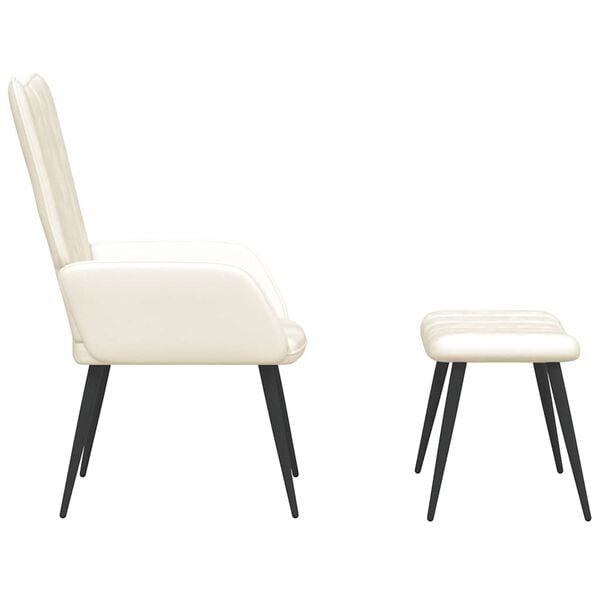 vidaXL Relaxačn&eacute; kreslo s podnožkou, kr&eacute;movo biele, zamatov&eacute;