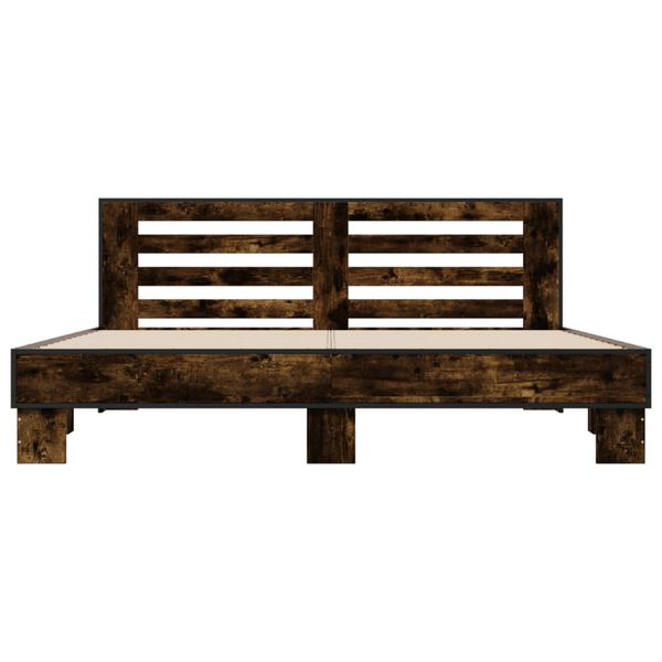vidaXL Posteľn&yacute; r&aacute;m dymov&yacute; dub 180x200 cm kompozitn&eacute; drevo a kov