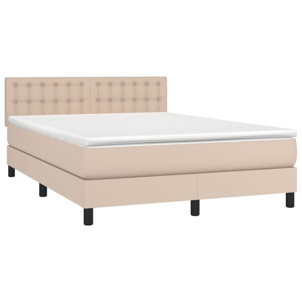 vidaXL Boxspring posteľ s matracom kapuč&iacute;nov&aacute; 140x190 cm umel&aacute; koža